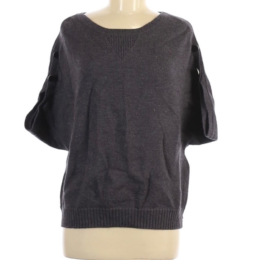 Laundry by Design wool pullover gray sweater 3/4 sleeve EUC sz Medium